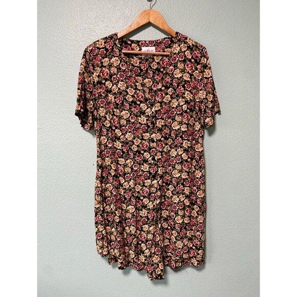 Vintage Adrian Jordan Floral‎ Romper Shorts Short Sleeve - Picture 1 of 8